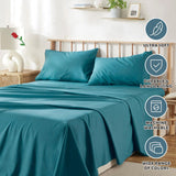 4 Piece Bed Sheet Set- Bedding Sheets & Pillowcases -Breathable Bedding - Wrinkle, Fade, Stain Resistant-Deep Pocket Flat Fitted Bed Sheet Set(Biscay blue,King) - Rear View