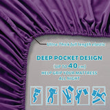 4 Piece Bed Sheet Set- Bedding Sheets & Pillowcases -Breathable Bedding - Wrinkle, Fade, Stain Resistant-Deep Pocket Flat Fitted Bed Sheet Set(Purple,King)
