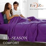 4 Piece Bed Sheet Set- Bedding Sheets & Pillowcases -Breathable Bedding - Wrinkle, Fade, Stain Resistant-Deep Pocket Flat Fitted Bed Sheet Set(Purple,King) - 45-Degree Angle