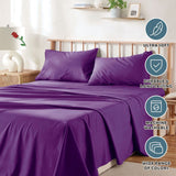 4 Piece Bed Sheet Set- Bedding Sheets & Pillowcases -Breathable Bedding - Wrinkle, Fade, Stain Resistant-Deep Pocket Flat Fitted Bed Sheet Set(Purple,King)