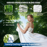 4 Piece Hotel Bamboo Cooling Sheet Set -Ultra Soft 2000TC Breathable Bed Sheets Set with 37 Centimetre Deep Pocket-Cooling Sheets for Hot Sleepers(White,Double) - Side View