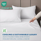 4 Piece Hotel Bamboo Cooling Sheet Set -Ultra Soft 2000TC Breathable Bed Sheets Set with 37 Centimetre Deep Pocket-Cooling Sheets for Hot Sleepers(White,Double) - Rear View