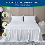 4 Piece Hotel Bamboo Cooling Sheet Set -Ultra Soft 2000TC Breathable Bed Sheets Set with 37 Centimetre Deep Pocket-Cooling Sheets for Hot Sleepers(White,Double)
