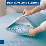 4 Piece Hotel Bamboo Cooling Sheet Set -Ultra Soft 2000TC Breathable Bed Sheets Set with 37 Centimetre Deep Pocket-Cooling Sheets for Hot Sleepers(Sky Blue,Double) - 45-Degree Angle