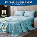 4 Piece Hotel Bamboo Cooling Sheet Set -Ultra Soft 2000TC Breathable Bed Sheets Set with 37 Centimetre Deep Pocket-Cooling Sheets for Hot Sleepers(Sky Blue,Double)
