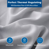 4 Piece Hotel Bamboo Cooling Sheet Set -Ultra Soft 2000TC Breathable Bed Sheets Set with 37 Centimetre Deep Pocket-Cooling Sheets for Hot Sleepers(Silver-gray,Double) - Front View
