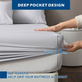 4 Piece Hotel Bamboo Cooling Sheet Set -Ultra Soft 2000TC Breathable Bed Sheets Set with 37 Centimetre Deep Pocket-Cooling Sheets for Hot Sleepers(Silver-gray,Double) - Top-Down View