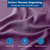 4 Piece Hotel Bamboo Cooling Sheet Set -Ultra Soft 2000TC Breathable Bed Sheets Set with 37 Centimetre Deep Pocket-Cooling Sheets for Hot Sleepers(Purple,Double)