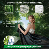 4 Piece Hotel Bamboo Cooling Sheet Set -Ultra Soft 2000TC Breathable Bed Sheets Set with 37 Centimetre Deep Pocket-Cooling Sheets for Hot Sleepers(Black,King) - Side View