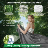 4 Piece Hotel Bamboo Cooling Sheet Set -Ultra Soft 2000TC Breathable Bed Sheets Set with 37 Centimetre Deep Pocket-Cooling Sheets for Hot Sleepers(Grey,King) - Side View