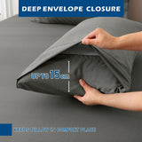 4 Piece Hotel Bamboo Cooling Sheet Set -Ultra Soft 2000TC Breathable Bed Sheets Set with 37 Centimetre Deep Pocket-Cooling Sheets for Hot Sleepers(Grey,King)