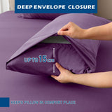 4 Piece Hotel Bamboo Cooling Sheet Set -Ultra Soft 2000TC Breathable Bed Sheets Set with 37 Centimetre Deep Pocket-Cooling Sheets for Hot Sleepers(Purple,King) - 45-Degree Angle