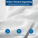 4 Piece Hotel Bamboo Cooling Sheet Set -Ultra Soft 2000TC Breathable Bed Sheets Set with 37 Centimetre Deep Pocket-Cooling Sheets for Hot Sleepers(White,Queen) - Front View