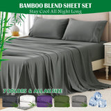 4 Piece Hotel Bamboo Cooling Sheet Set -Ultra Soft 2000TC Breathable Bed Sheets Set with 37 Centimetre Deep Pocket-Cooling Sheets for Hot Sleepers(Grey,Queen)