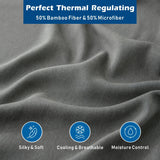 4 Piece Hotel Bamboo Cooling Sheet Set -Ultra Soft 2000TC Breathable Bed Sheets Set with 37 Centimetre Deep Pocket-Cooling Sheets for Hot Sleepers(Grey,Queen)