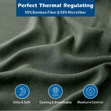 4 Piece Hotel Bamboo Cooling Sheet Set -Ultra Soft 2000TC Breathable Bed Sheets Set with 37 Centimetre Deep Pocket-Cooling Sheets for Hot Sleepers(Olive green,Queen) - Front View