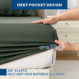 4 Piece Hotel Bamboo Cooling Sheet Set -Ultra Soft 2000TC Breathable Bed Sheets Set with 37 Centimetre Deep Pocket-Cooling Sheets for Hot Sleepers(Olive green,Queen)