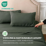 4 Piece Hotel Bamboo Cooling Sheet Set -Ultra Soft 2000TC Breathable Bed Sheets Set with 37 Centimetre Deep Pocket-Cooling Sheets for Hot Sleepers(Olive green,Queen)