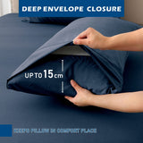 4 Piece Hotel Bamboo Cooling Sheet Set -Ultra Soft 2000TC Breathable Bed Sheets Set with 37 Centimetre Deep Pocket-Cooling Sheets for Hot Sleepers(Navy,Queen) - 45-Degree Angle
