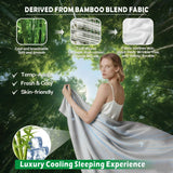 4 Piece Hotel Bamboo Cooling Sheet Set -Ultra Soft 2000TC Breathable Bed Sheets Set with 37 Centimetre Deep Pocket-Cooling Sheets for Hot Sleepers(Silver-gray,Queen) - Side View