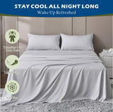 4 Piece Hotel Bamboo Cooling Sheet Set -Ultra Soft 2000TC Breathable Bed Sheets Set with 37 Centimetre Deep Pocket-Cooling Sheets for Hot Sleepers(Silver-gray,Queen) - Close-Up Angle