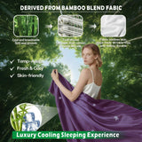 4 Piece Hotel Bamboo Cooling Sheet Set -Ultra Soft 2000TC Breathable Bed Sheets Set with 37 Centimetre Deep Pocket-Cooling Sheets for Hot Sleepers(Purple,Queen) - Side View