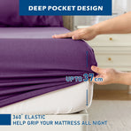 4 Piece Hotel Bamboo Cooling Sheet Set -Ultra Soft 2000TC Breathable Bed Sheets Set with 37 Centimetre Deep Pocket-Cooling Sheets for Hot Sleepers(Purple,Queen)
