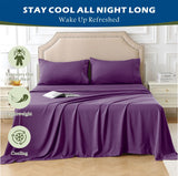 4 Piece Hotel Bamboo Cooling Sheet Set -Ultra Soft 2000TC Breathable Bed Sheets Set with 37 Centimetre Deep Pocket-Cooling Sheets for Hot Sleepers(Purple,Queen)