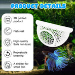 Floating Betta Hide & Shrimp Cave – 3D Printed Aquarium Hammock, Feeder & Rest Spot – Floating Betta Log & Cave Decor for Nano Tanks, Corydoras, Shrimp & Small Fish – Safe PLA, Patent Pending - Black - Size S