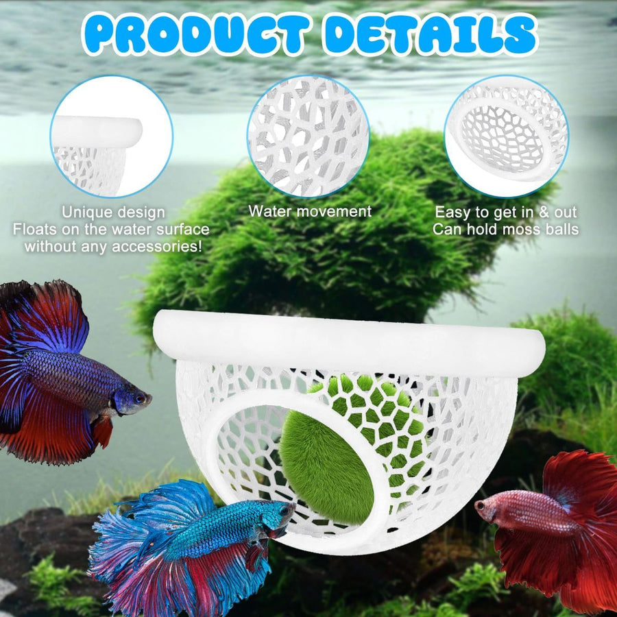 Floating Betta Hide & Shrimp Cave – 3D Printed Aquarium Hammock, Feeder & Rest Spot – Floating Betta Log & Cave Decor for Nano Tanks, Corydoras, Shrimp & Small Fish – Safe PLA, Patent Pending - Black - Size S