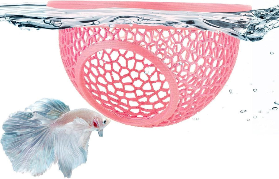 Floating Betta Hide & Shrimp Cave – 3D Printed Aquarium Hammock, Feeder & Rest Spot – Floating Betta Log & Cave Decor for Nano Tanks, Corydoras, Shrimp & Small Fish – Safe PLA, Patent Pending - Black - Size S