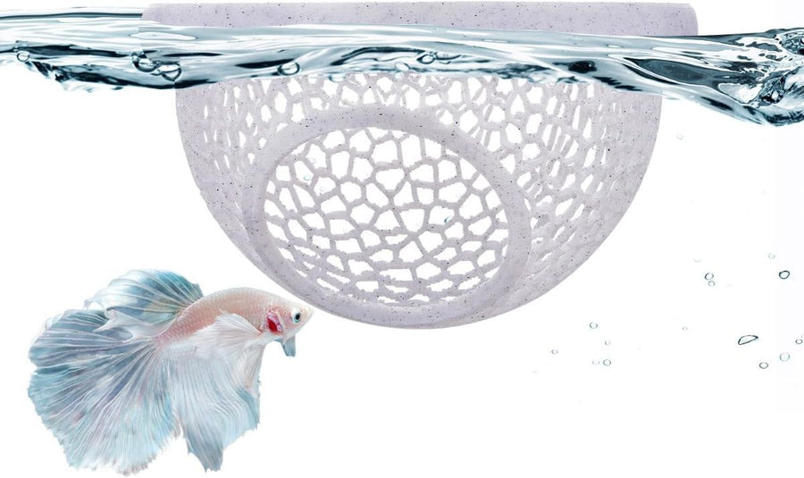 Floating Betta Hide & Shrimp Cave – 3D Printed Aquarium Hammock, Feeder & Rest Spot – Floating Betta Log & Cave Decor for Nano Tanks, Corydoras, Shrimp & Small Fish – Safe PLA, Patent Pending - Pink - Size S