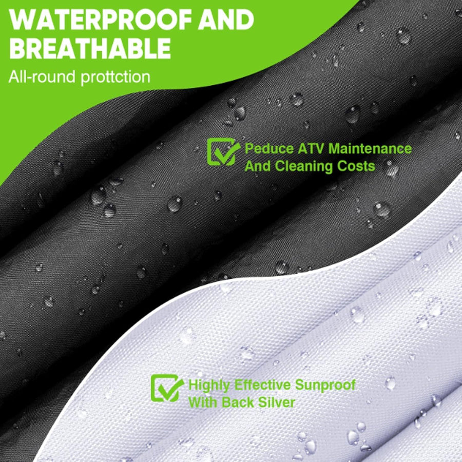 All-Weather ATV Cover Waterproof Breathable Outdoor Protection with Reflective Strips and Silver-Coated Sun Shield for Four-Season Storage (3XL)