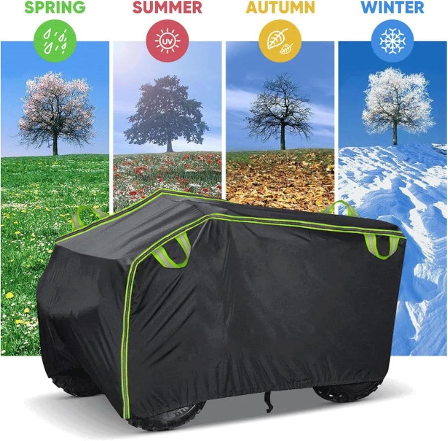All-Weather ATV Cover Waterproof Breathable Outdoor Protection with Reflective Strips and Silver-Coated Sun Shield for Four-Season Storage (3XL)