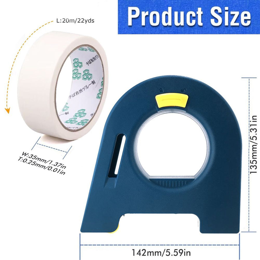 Masking Tape Dispenser with Serrated Metal Cutting Edge Ergonomic Arch Design for Painting Edging, Tile Grouting, Wall Trim and DIY Surface Protection (White Dispenser(35mm))