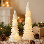 Illuminated Christmas Tree Decoration Mini LED Night Light Resin Desktop Ornament for Holiday Home Decor and Festive Tabletop Ambiance (S)
