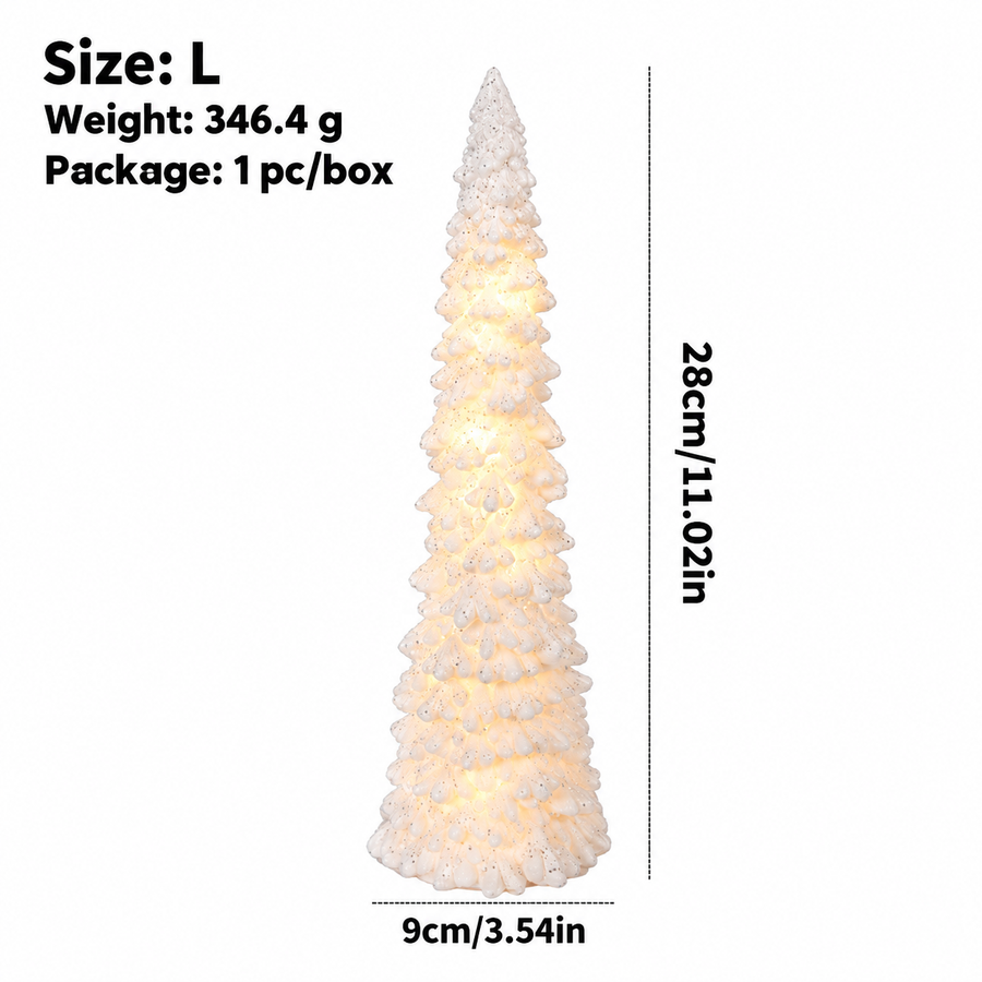 Illuminated Christmas Tree Decoration Mini LED Night Light Resin Desktop Ornament for Holiday Home Decor and Festive Tabletop Ambiance (S)