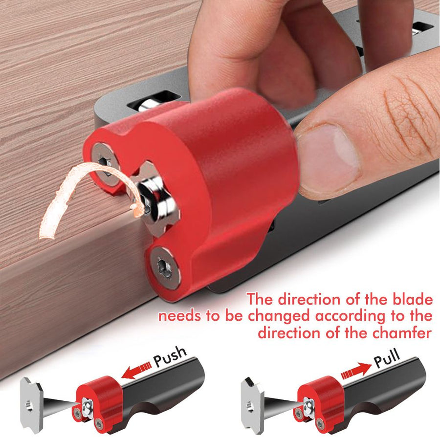 Woodworking Trimming Chamfer Tool with Tungsten Carbide Four-Blade Insert for Edge Banding, Plywood, and Board Edge Chamfering in Furniture Making and DIY Projects (Replacement Blade R2)