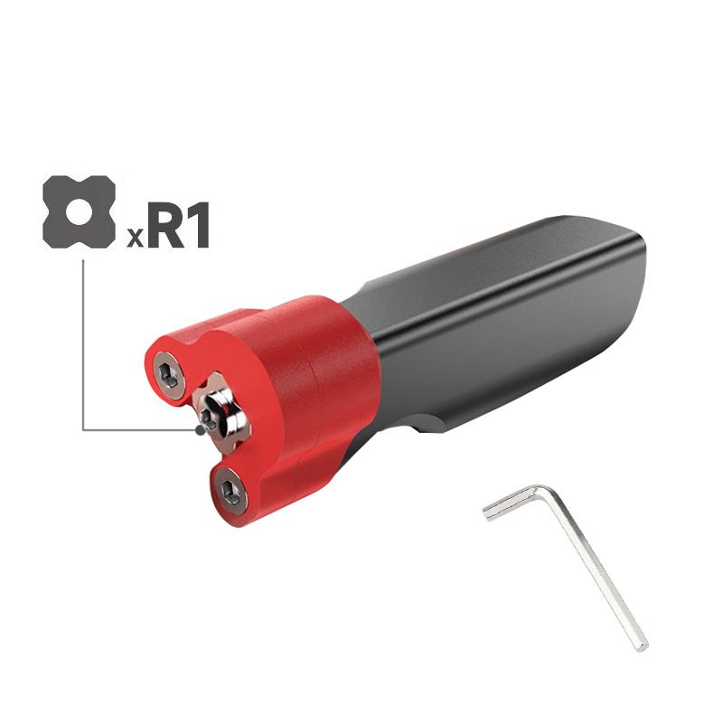 Woodworking Trimming Chamfer Tool with Tungsten Carbide Four-Blade Insert for Edge Banding, Plywood, and Board Edge Chamfering in Furniture Making and DIY Projects (Sliding Reinforced with R1 Blade)