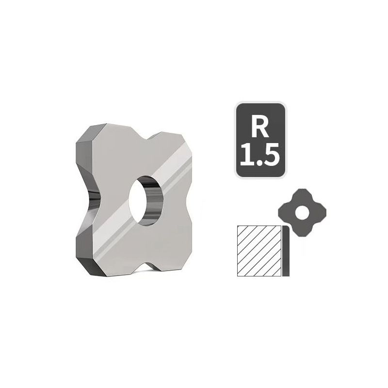 Woodworking Trimming Chamfer Tool with Tungsten Carbide Four-Blade Insert for Edge Banding, Plywood, and Board Edge Chamfering in Furniture Making and DIY Projects (Standard with R1 Blade)