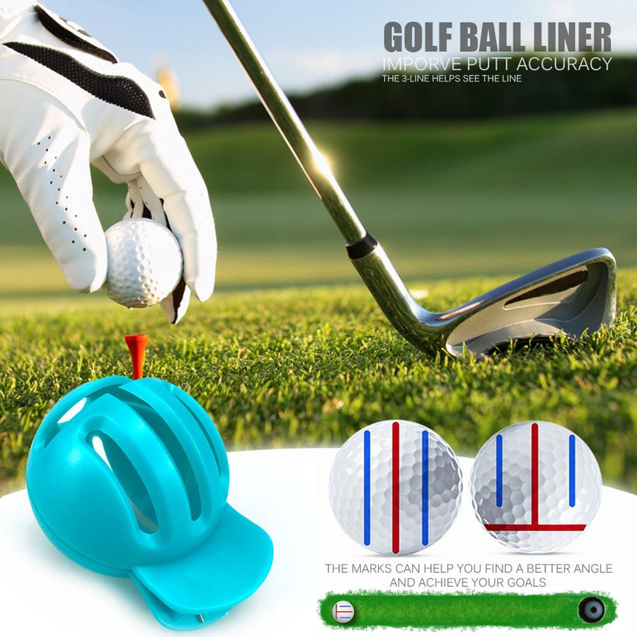 Golf Ball Line Marker Tool with Alignment Pen, Portable Clip-On Drawing Template for Putting Accuracy, Fits Standard Balls, Compact Sports Accessory for Golfers (Three-Line Clip (DarkRed))