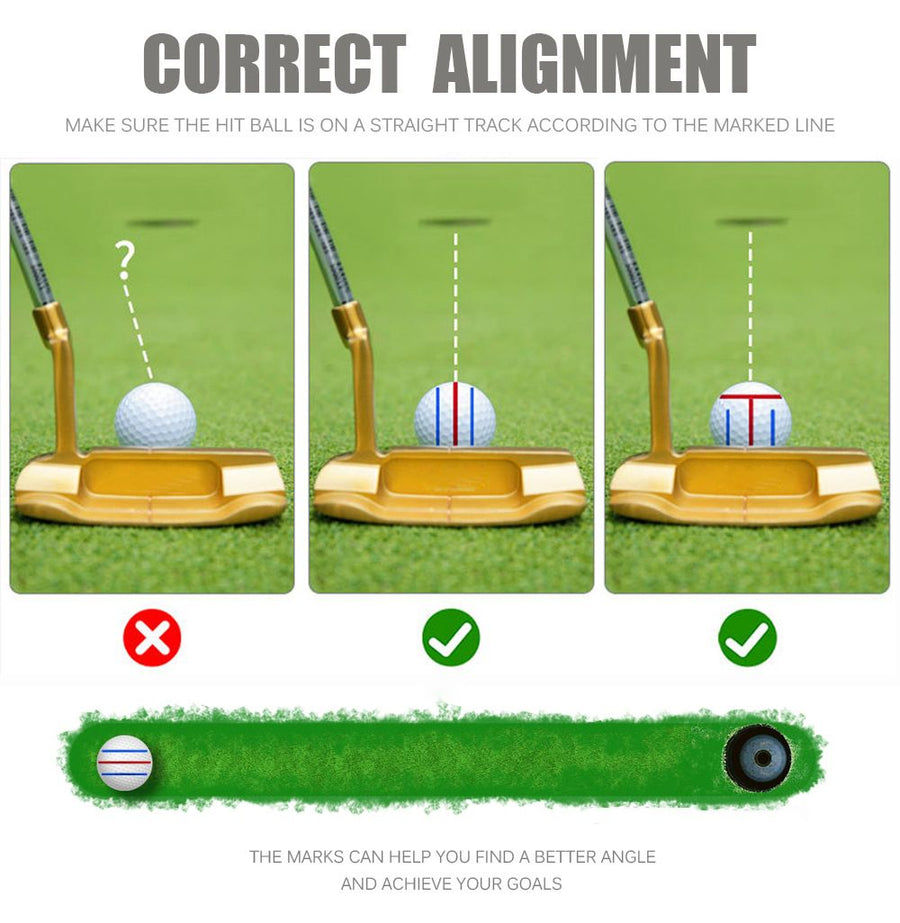 Golf Ball Line Marker Tool with Alignment Pen, Portable Clip-On Drawing Template for Putting Accuracy, Fits Standard Balls, Compact Sports Accessory for Golfers (Three-Line Clip (DarkRed))