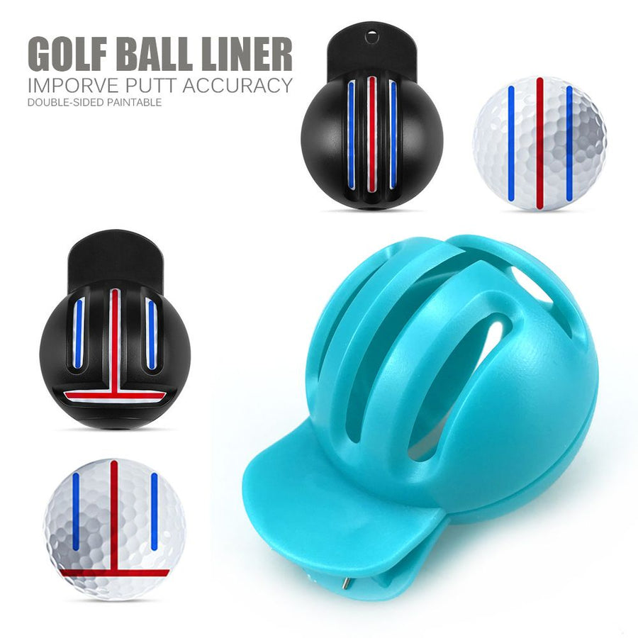 Golf Ball Line Marker Tool with Alignment Pen, Portable Clip-On Drawing Template for Putting Accuracy, Fits Standard Balls, Compact Sports Accessory for Golfers (Three-Line Clip (DarkRed))