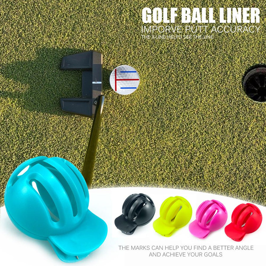 Golf Ball Line Marker Tool with Alignment Pen, Portable Clip-On Drawing Template for Putting Accuracy, Fits Standard Balls, Compact Sports Accessory for Golfers (Three-Line Clip (Red))