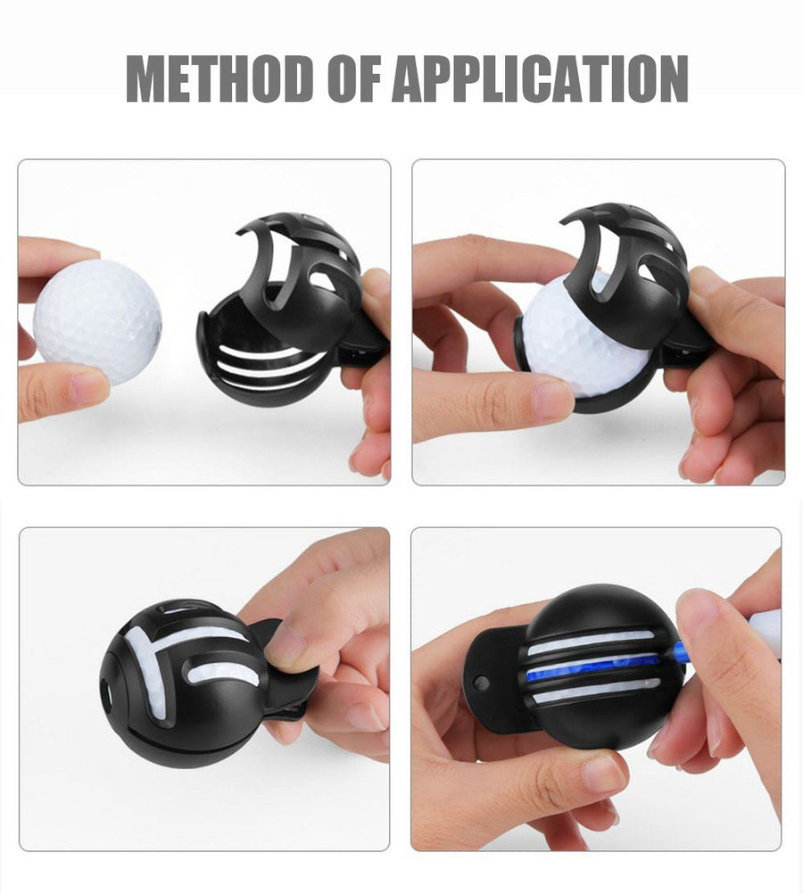 Golf Ball Line Marker Tool with Alignment Pen, Portable Clip-On Drawing Template for Putting Accuracy, Fits Standard Balls, Compact Sports Accessory for Golfers (Three-Line Clip (Red))