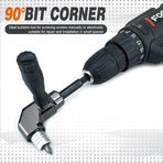 90 Degree Right Angle Drill Bit Adapter with Detachable Auxiliary Handle for Tight Space Screwdriving, Equipment Repair and Fastener Installation Tasks (Universal Screwdriver)