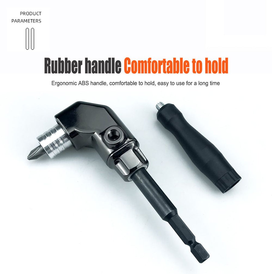 90 Degree Right Angle Drill Bit Adapter with Detachable Auxiliary Handle for Tight Space Screwdriving, Equipment Repair and Fastener Installation Tasks (Universal Screwdriver)