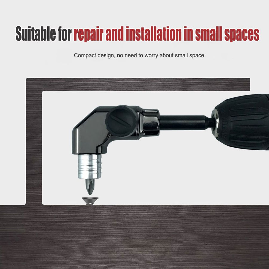 90 Degree Right Angle Drill Bit Adapter with Detachable Auxiliary Handle for Tight Space Screwdriving, Equipment Repair and Fastener Installation Tasks (Universal Screwdriver + 10 Bits)