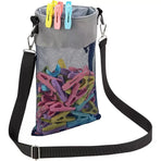Hanging Clothespin Storage Bag with Drawstring Closure, Quick-Dry Mesh Organizer for Laundry Room, Adjustable Strap for Line Drying, Portable Clip Holder for Home, Dorm, and Travel Use (Grey)