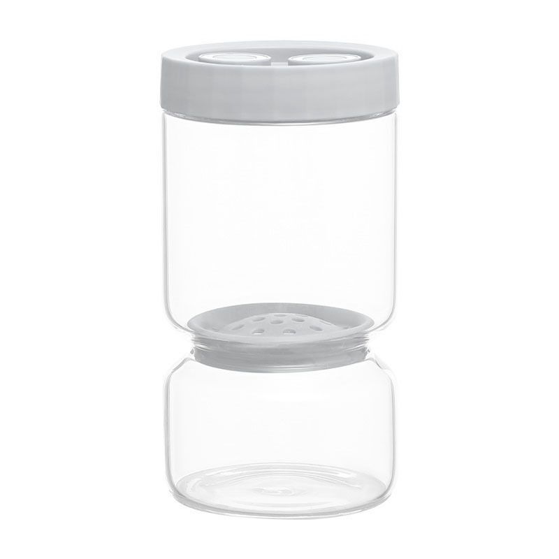 Borosilicate Glass Pickle Jar with Strainer and Leak-Proof Lid, Hourglass Fermentation Container for Home Kitchen Storage of Pickled Cucumbers and Olives (Grey, 9.5*21cm（1140ml）)